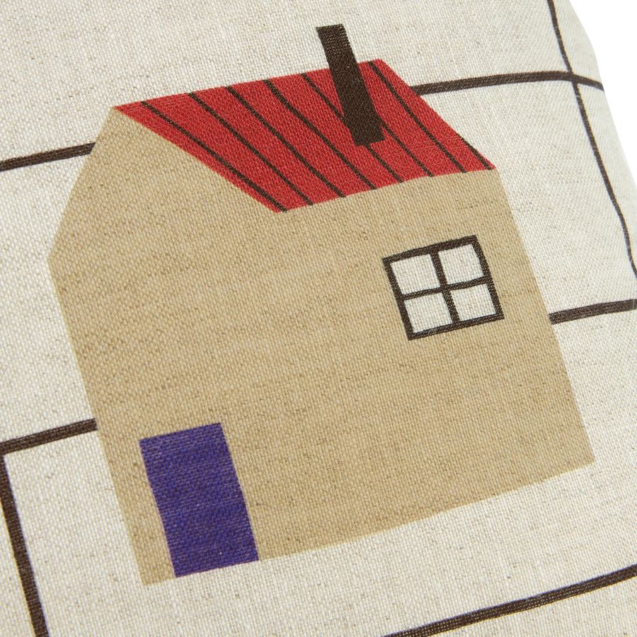 Nobodinoz Vibes Linen Cushion Black Grid Home