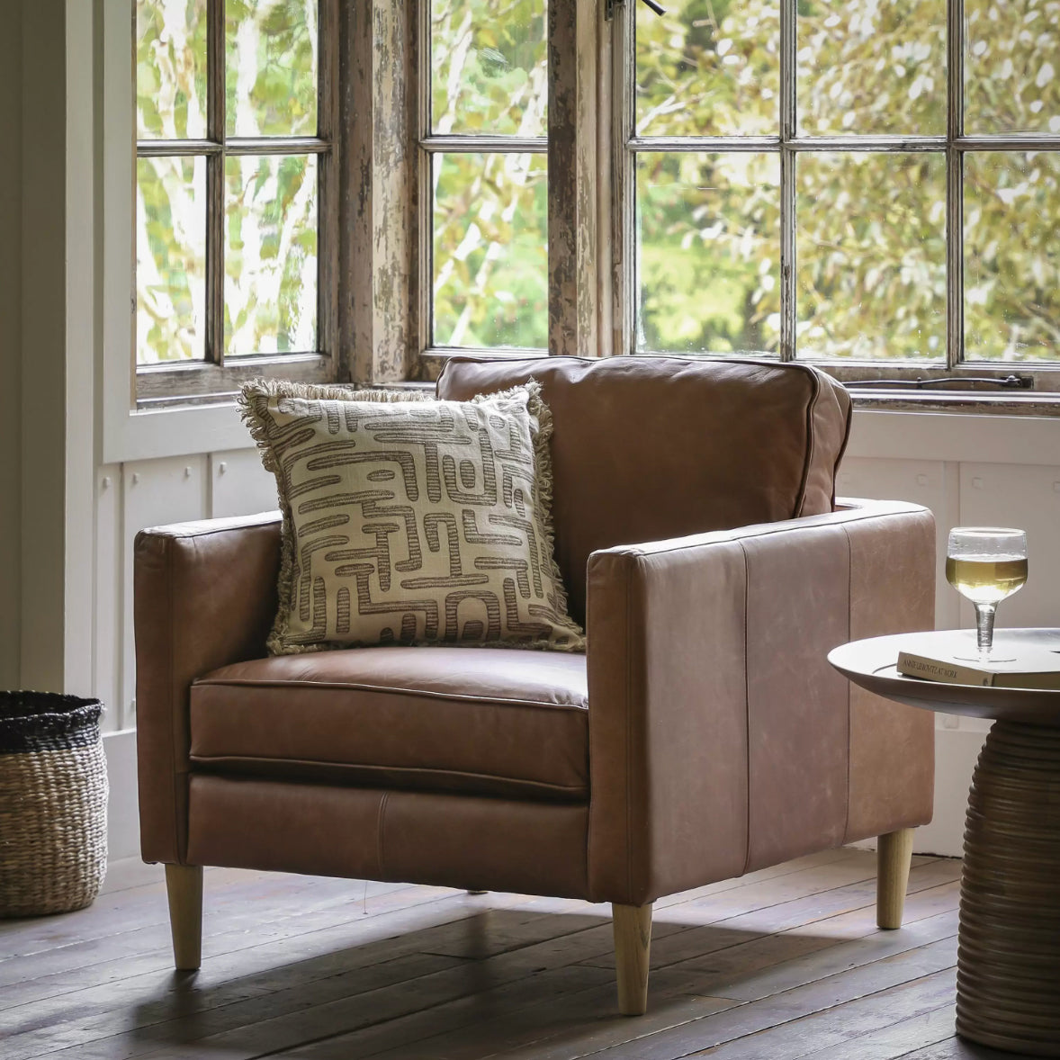 Percy Vintage Brown Leather Armchair