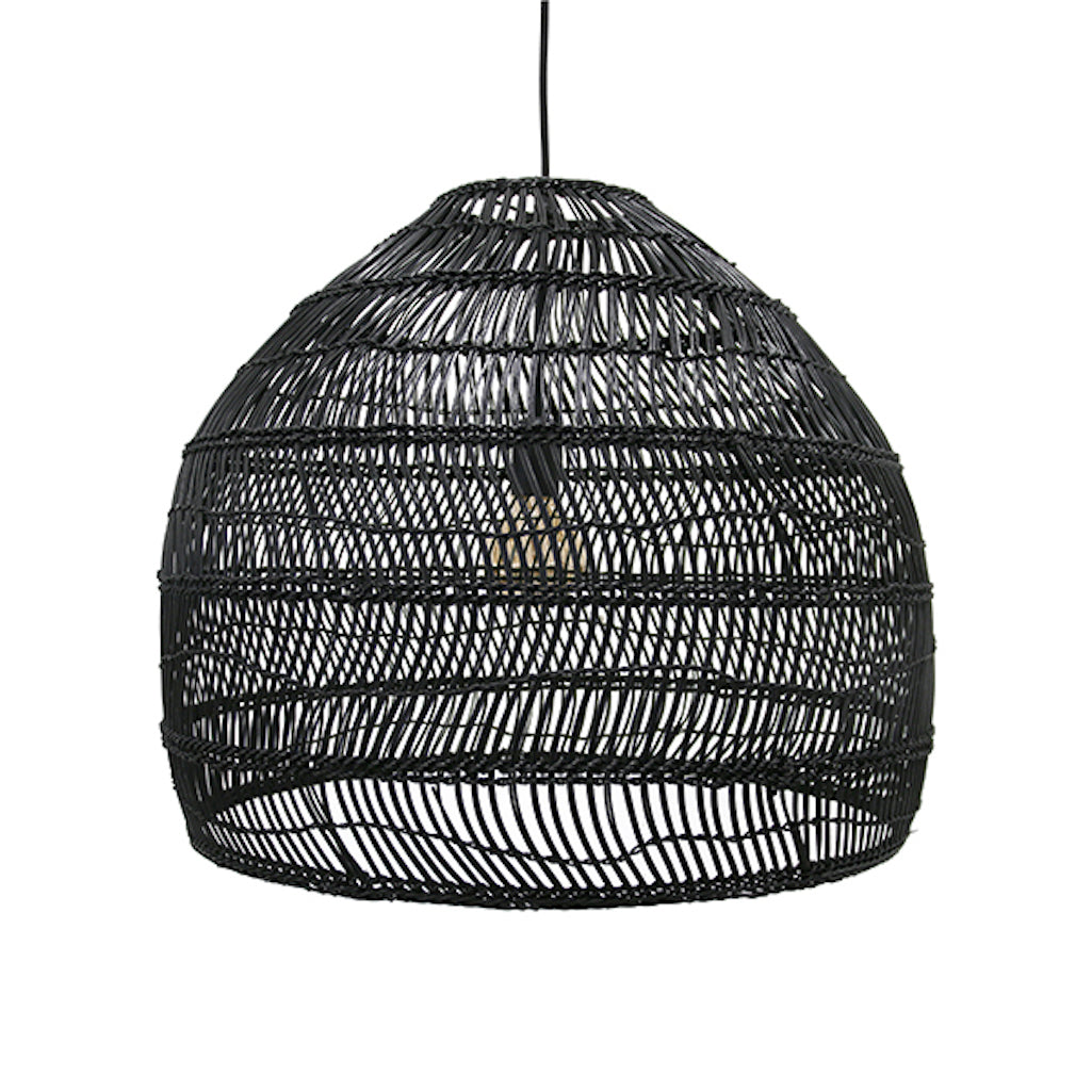 Wicker Pendant Lamp Ball Black M