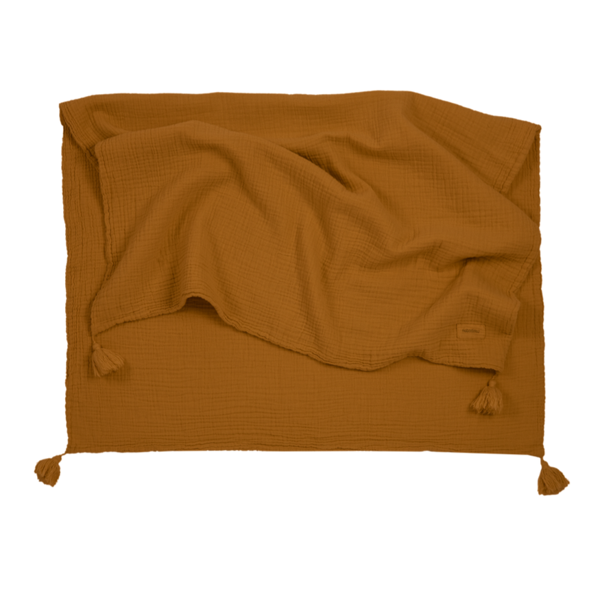 Wabi Sabi Blanket in Washed Double Muslin Golden Brown