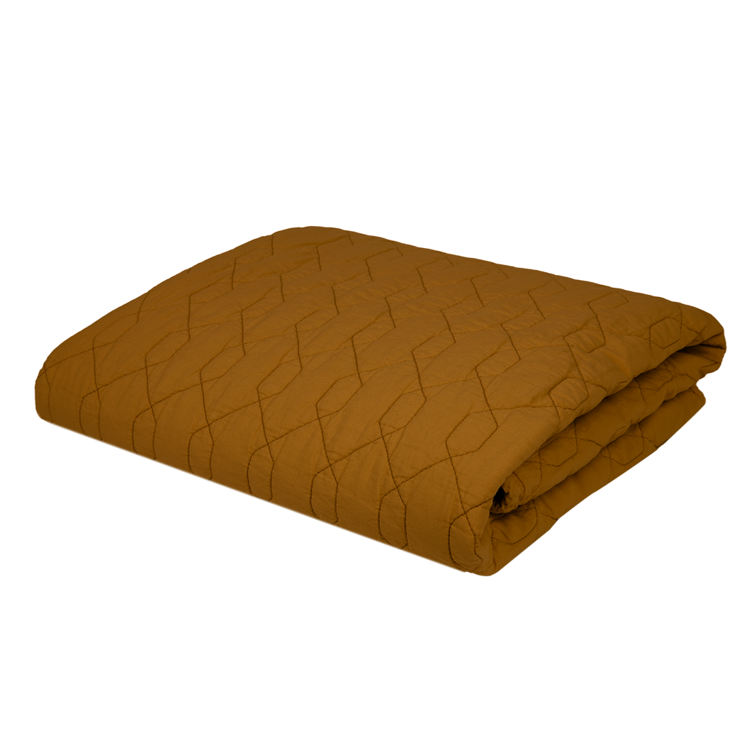 Wabi Sabi Quilted Blanket Golden Brown