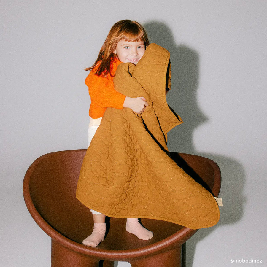 Wabi Sabi Quilted Blanket Golden Brown