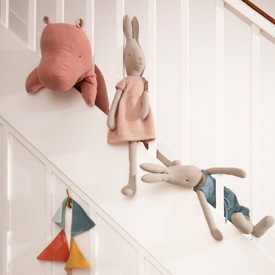 Maileg Rabbit size 4 Knitted Overall Blue 16-2422-00