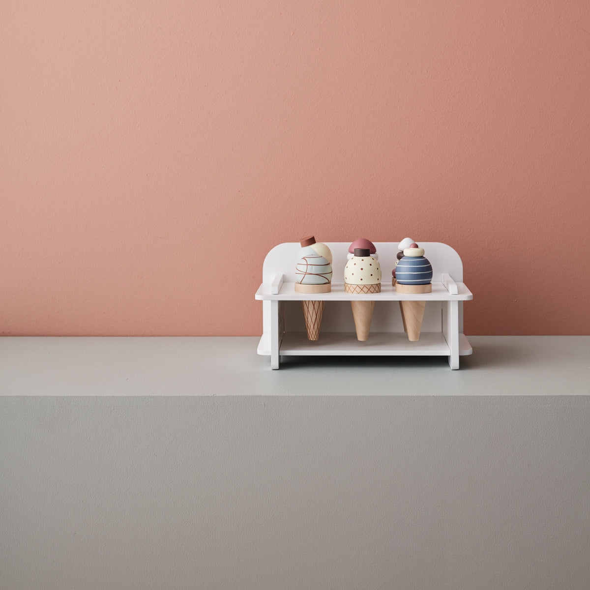 wooden ice cream set with rack from kids concept