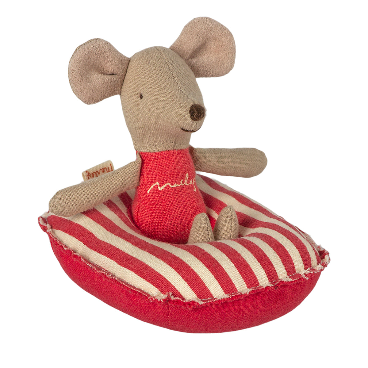 Maileg Rubber boat, Small mouse - red stripe 11-1403-01