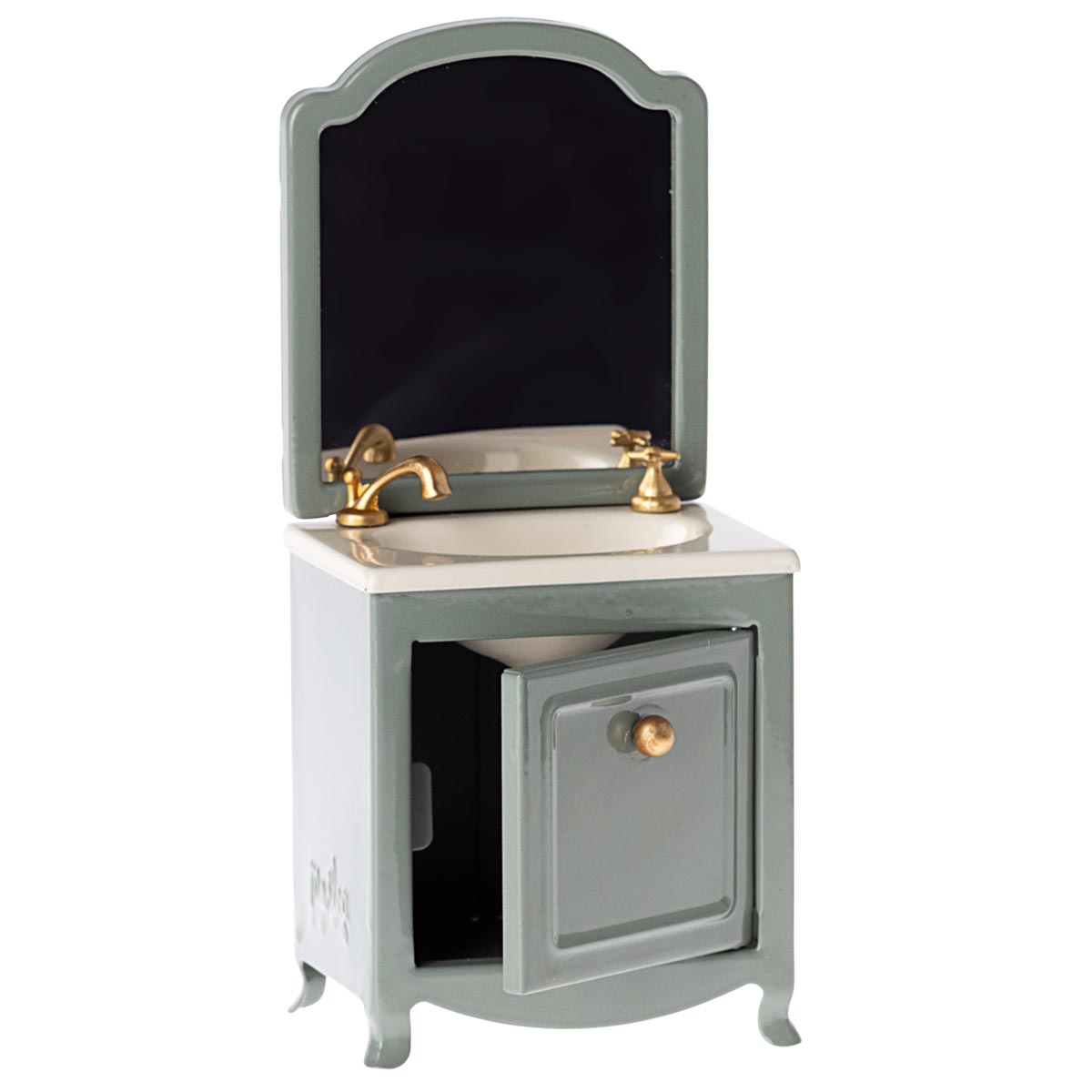 Maileg Sink Dresser w. Mirror, Mouse - Dark Mint