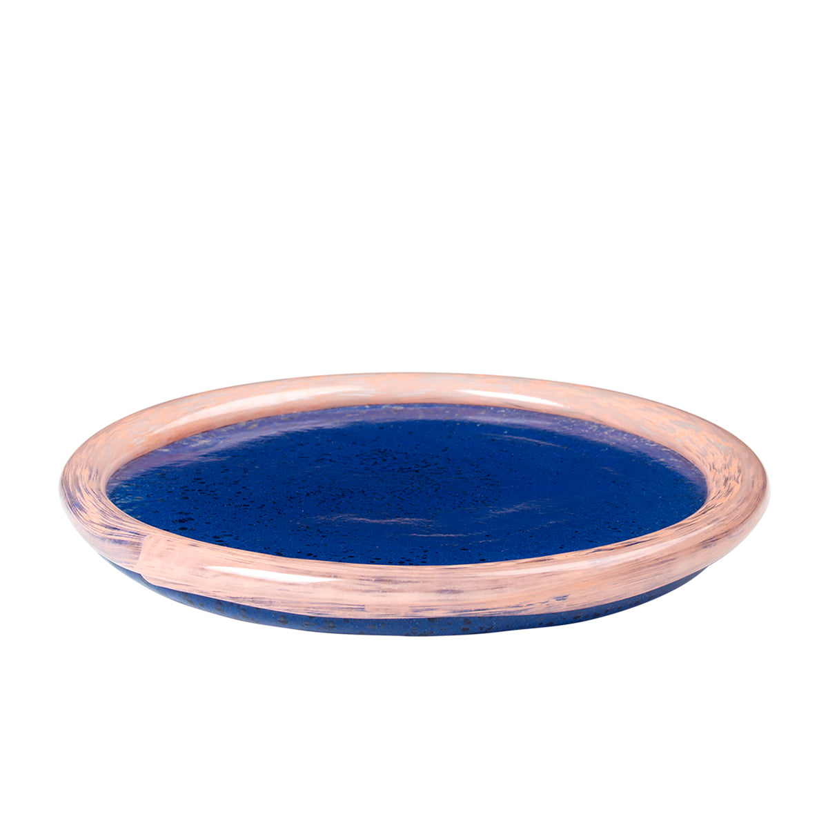 Candle Plate Hula Glass Intense Blue Pale Blush