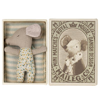 Thumbnail for Maileg Baby Mouse Sleepy Wakey In Matchbox Blue 2022