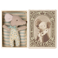 Thumbnail for Maileg Baby Mouse Sleepy Wakey In Matchbox Blue 2022
