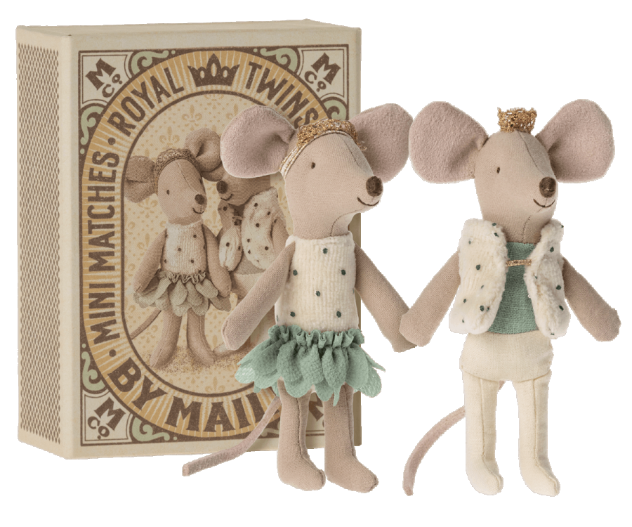 Maileg Royal Twins Mice Little Sister & Brother in Box