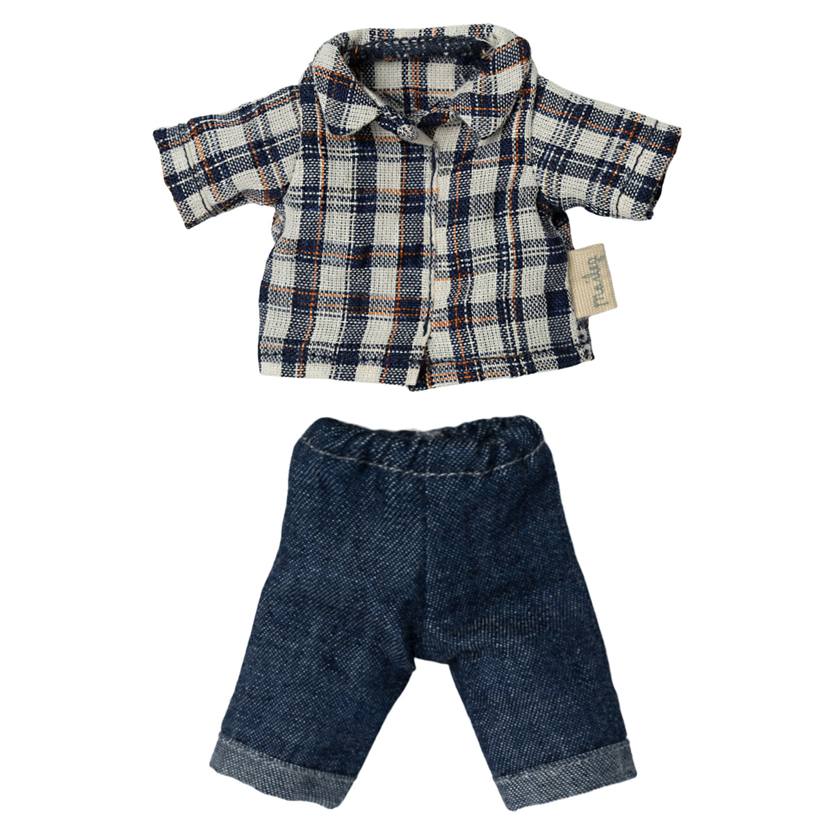 Maileg Clothes for Dad Mouse 2023 blue and white checked shirt 17-2305-02
