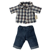 Thumbnail for Maileg Clothes for Dad Mouse 2023 blue and white checked shirt 17-2305-02