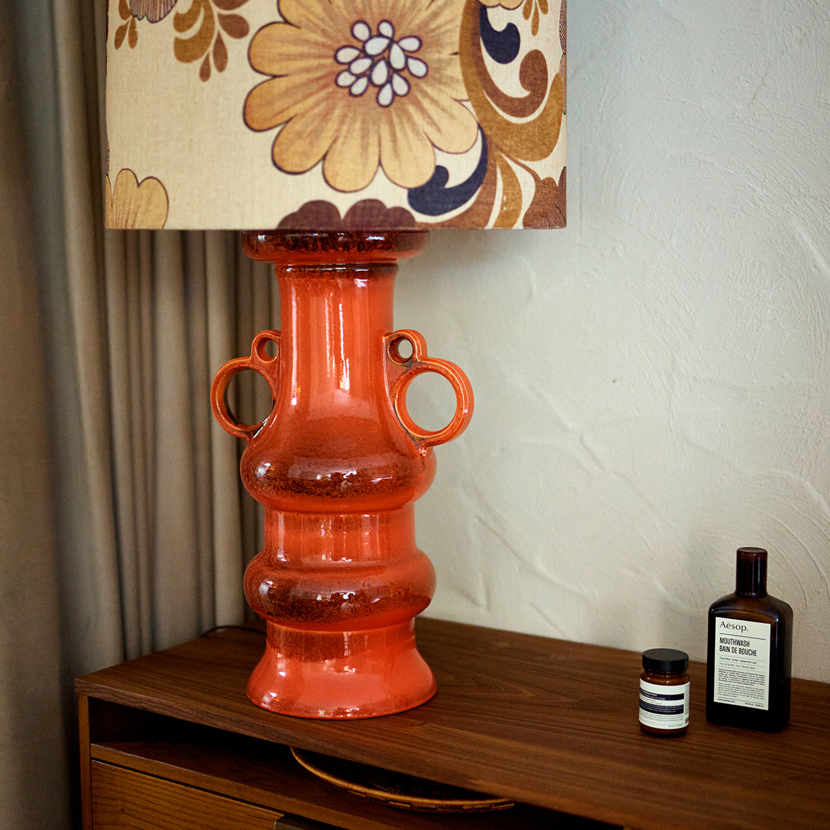 HKLiving Grand Table Lamp Base Glazed Orange VOL5113