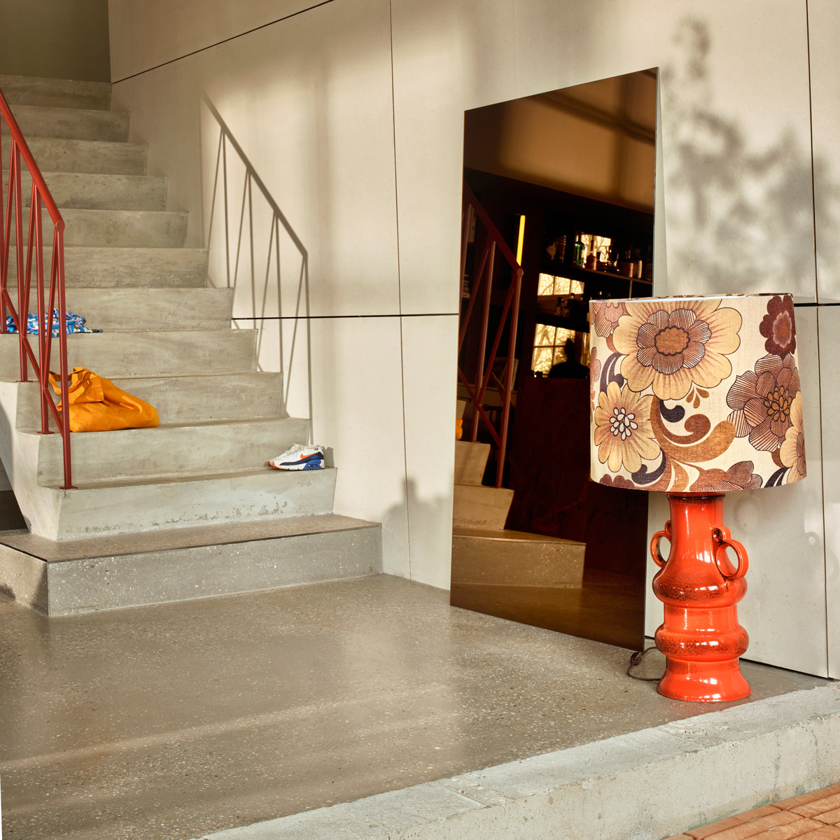 HKLiving Grand Table Lamp Base Glazed Orange VOL5113