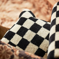 Thumbnail for HK Living Woolen Cushion Black and White Statement 50 x 50 cm