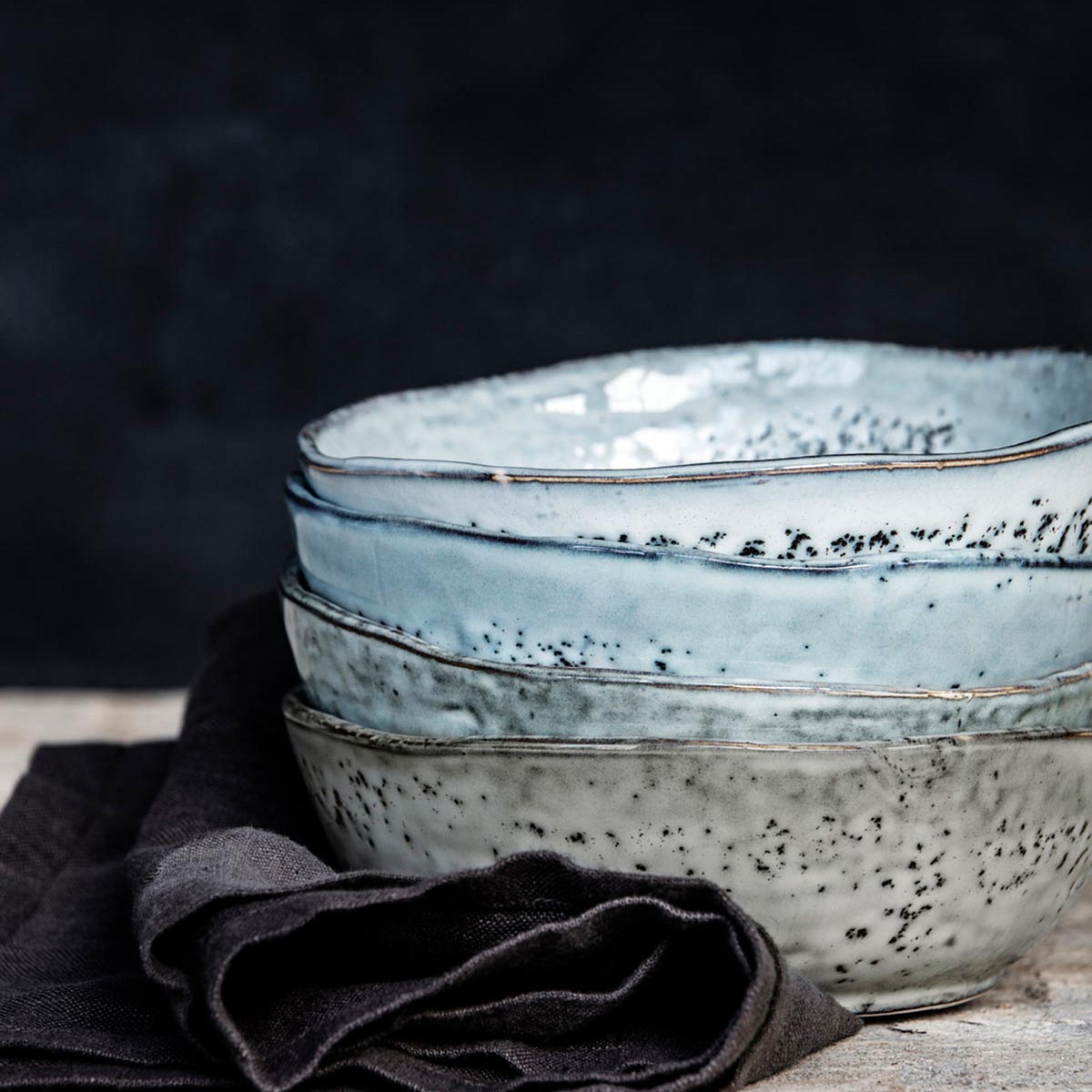 Bowl Rustic Grey Blue 14cm Diameter