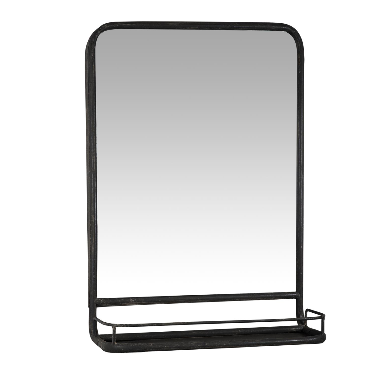 Wall Mirror With Mini Shelf Black