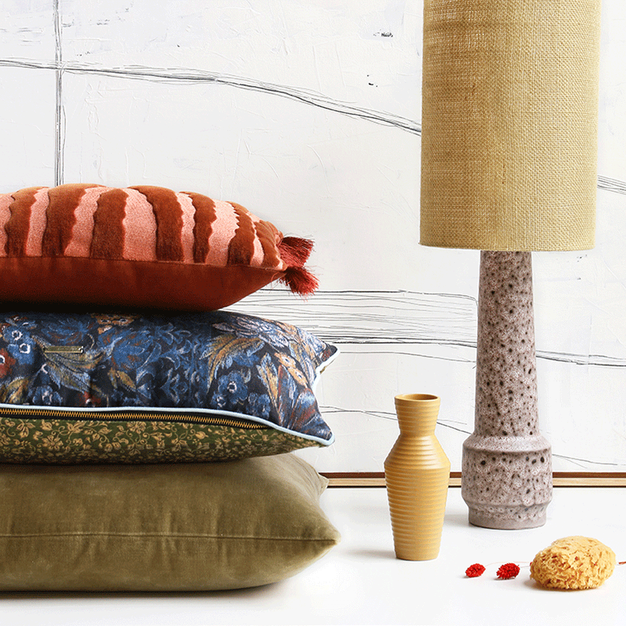 HK Living retro stoneware lamp base brown VOL5090