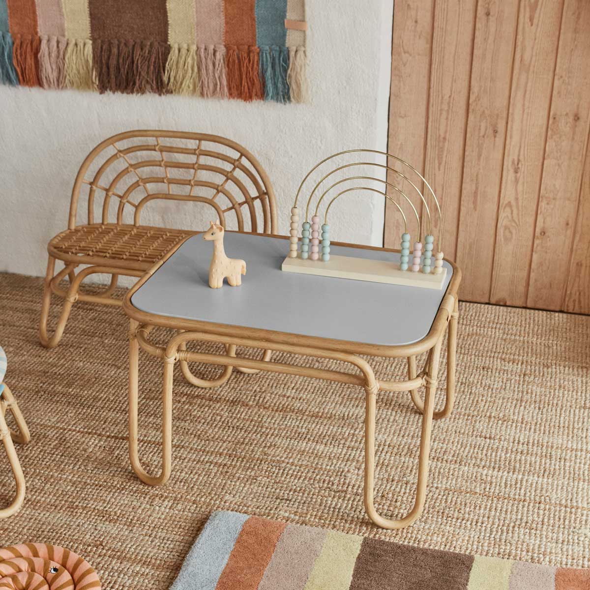 Rainbow Mini Bench from Oyoy living design Childrens rattan bench and table set