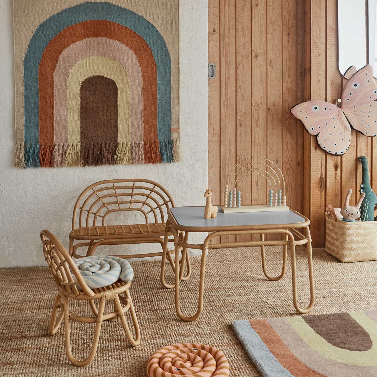OYOY living design Rainbow Mini Bench Rattan Children's furniture