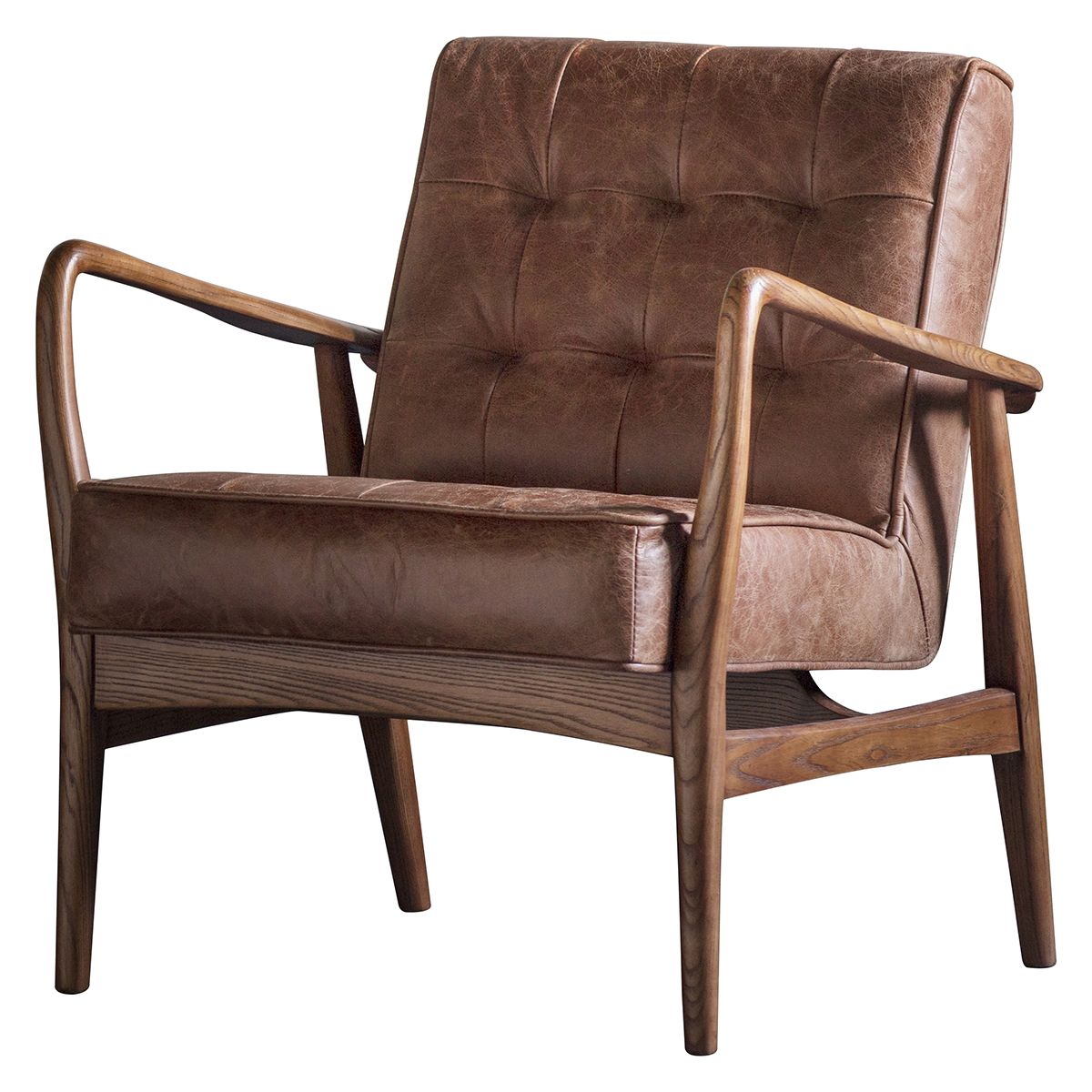 Mid Century Armchair Brown Leather