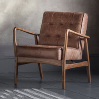 Thumbnail for Mid Century Armchair Brown Leather