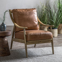 Thumbnail for Wishbone Armchair Brown Leather