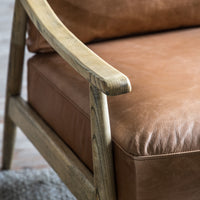 Thumbnail for Wishbone Armchair Brown Leather
