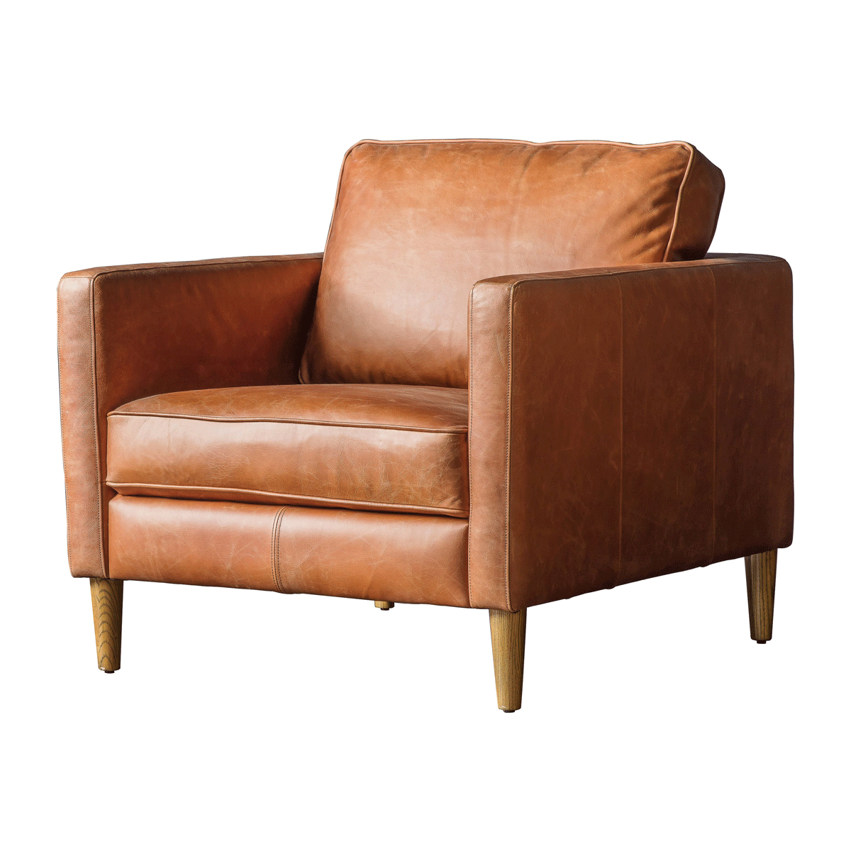 Percy Vintage Brown Leather Armchair