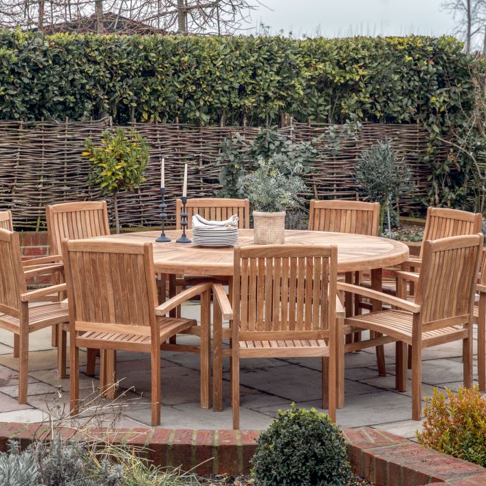 Round Outdoor Dining Table with lazy Susan