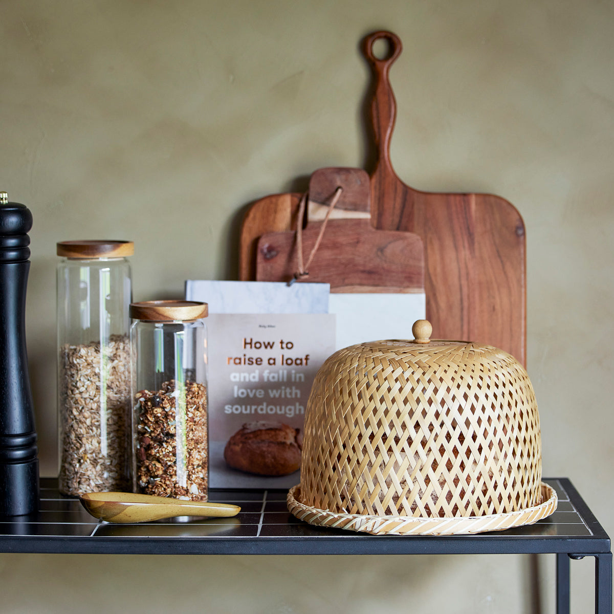 Bloomingville Glass Food Storage Jar With Wooden Lid 23cm