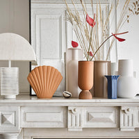 Thumbnail for Ceramic Flower Vase Ribbed Base Rustic