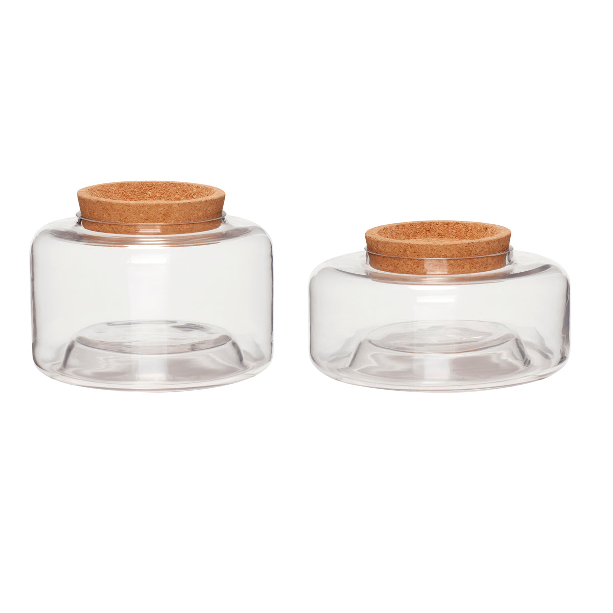 Hubsch Storage glass w/cork lid, clear, s/2