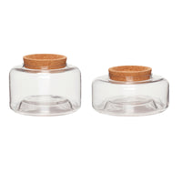 Thumbnail for Hubsch Storage glass w/cork lid, clear, s/2