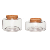 Thumbnail for Hubsch Storage glass w/cork lid, clear, s/2