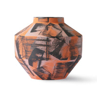 Thumbnail for HKLiving Hand Brushed Ceramic Vase Orange/Black