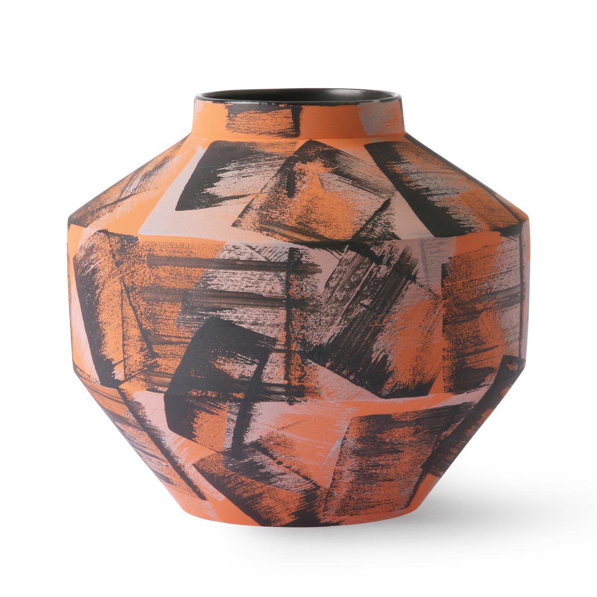 HKLiving Hand Brushed Ceramic Vase Orange/Black