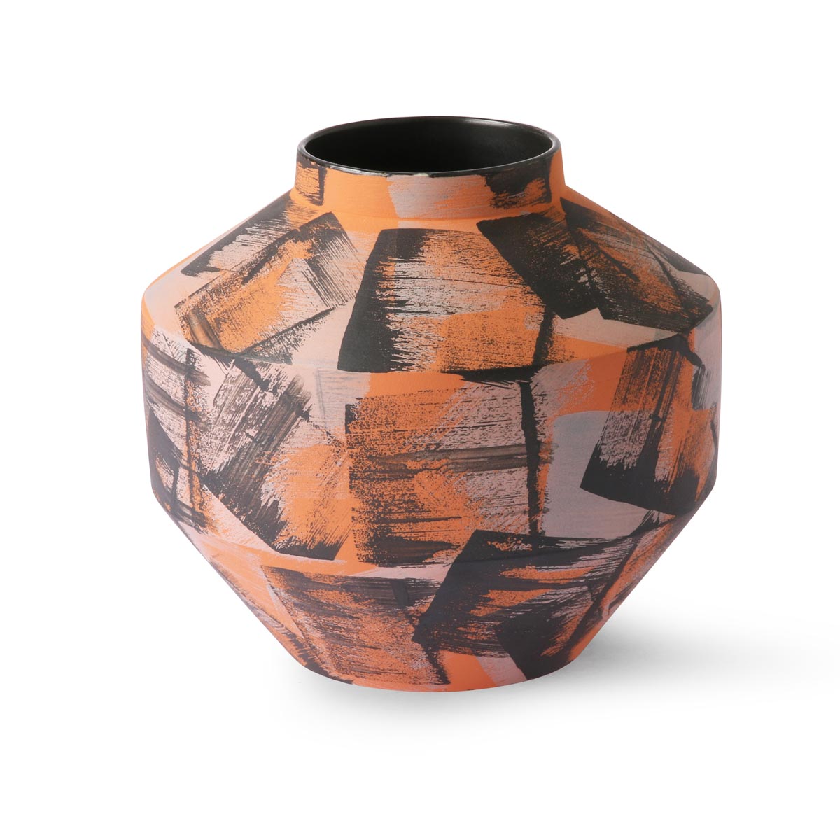 HKLiving Hand Brushed Ceramic Vase Orange/Black