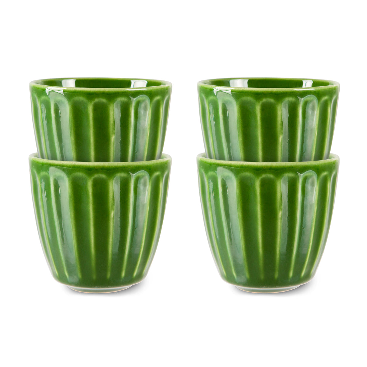 The Emeralds Ceramic Mug Ribbed Green (Set of 4)