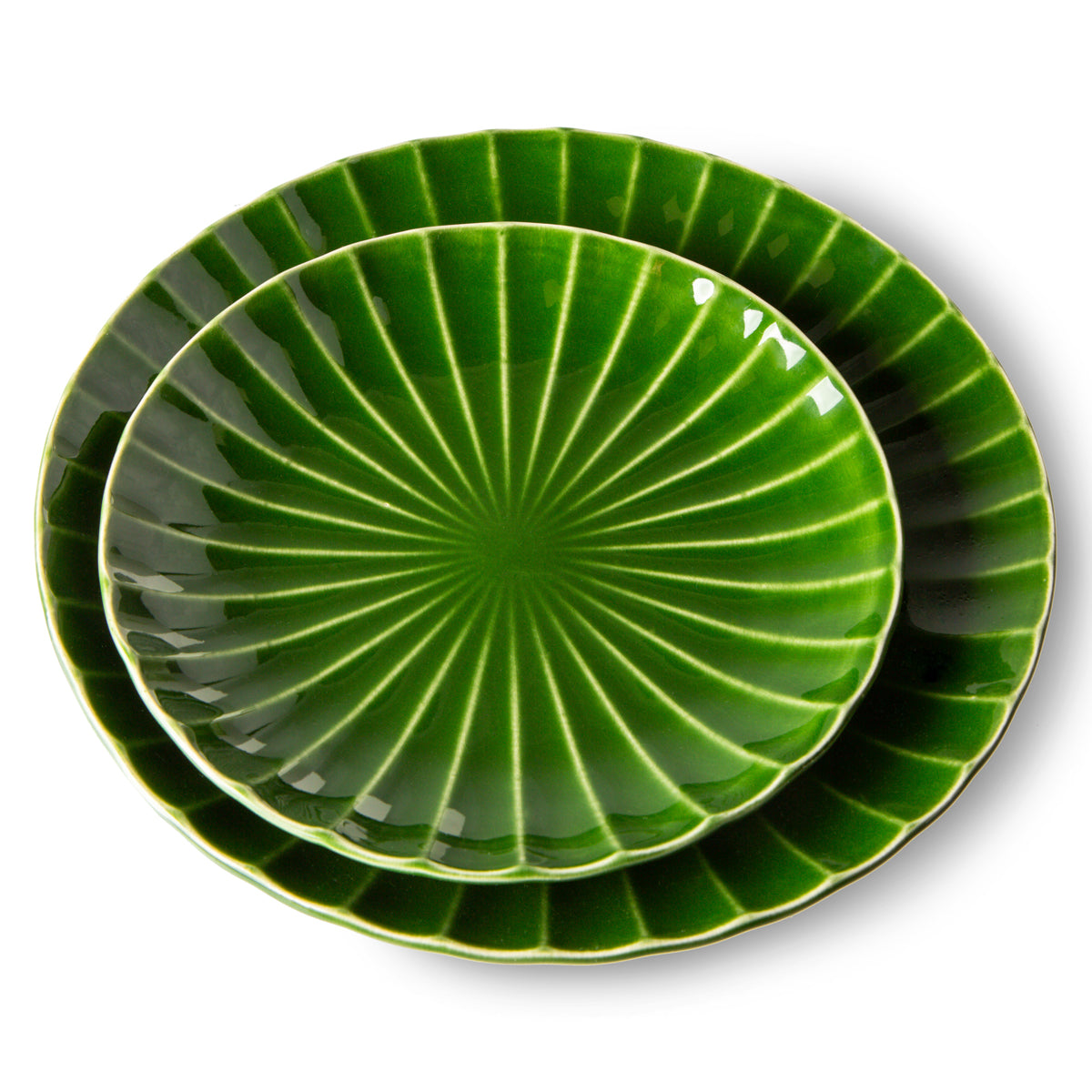 HK Living The emeralds: side plate ribbed, green (set of 2) ACE7012