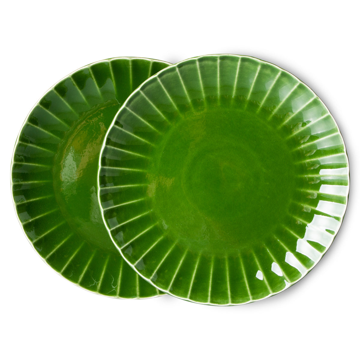 HK Living The emeralds: dinner plate ribbed, green (set of 2) ACE7014
