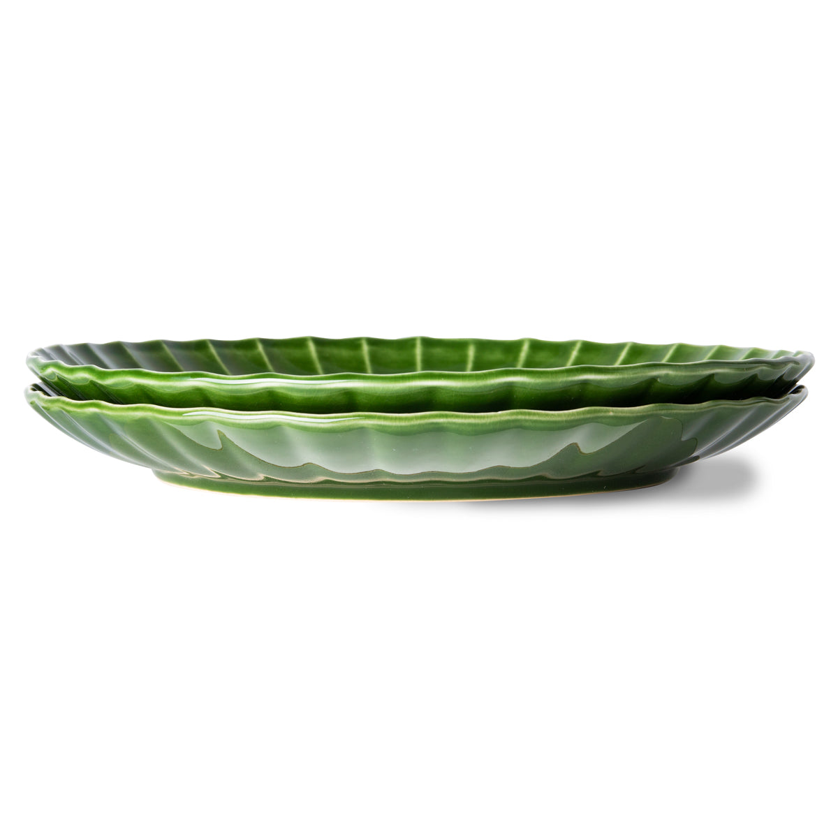 HK Living The emeralds: dinner plate ribbed, green (set of 2) ACE7014