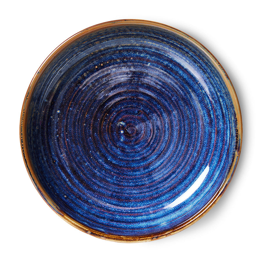 Home Chef Ceramics: Deep Plate Large Rustic Blue