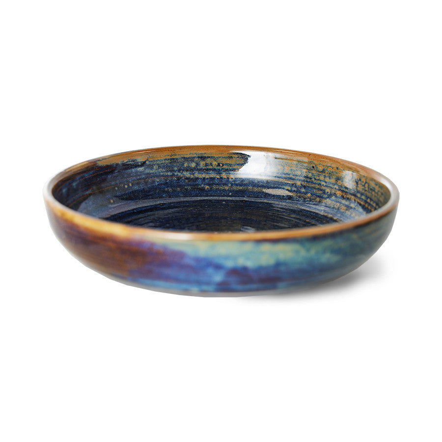Home Chef Ceramics: Deep Plate Medium Rustic Blue