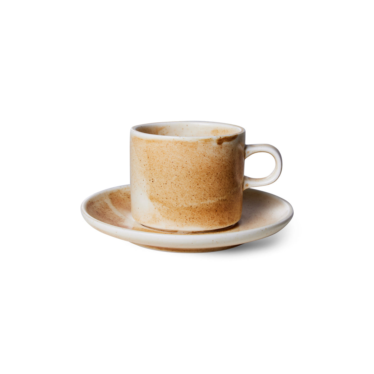HkLiving Home Chef Ceramics: Cup & Saucer Rustic Cream & Brown