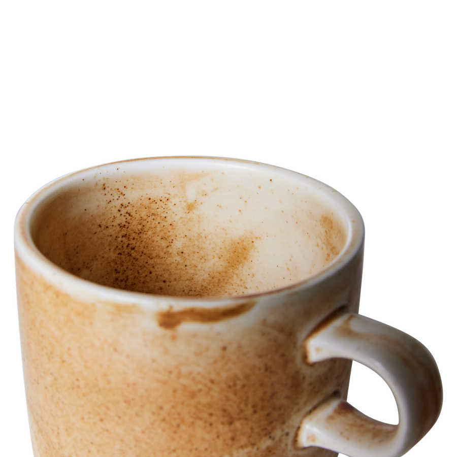 HkLiving Home Chef Ceramics: Cup & Saucer Rustic Cream & Brown