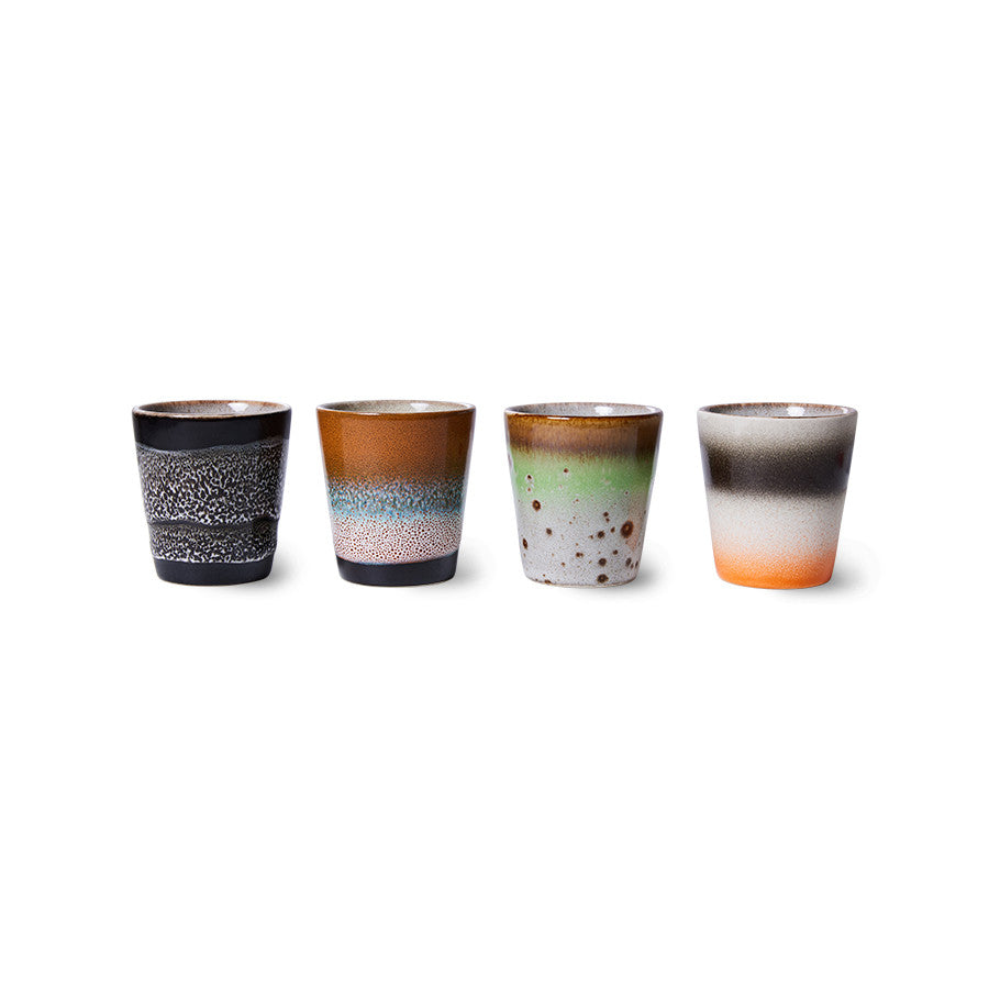 HK Living 70s ceramics: ristretto mugs Good vibes (set of 4) ACE7064