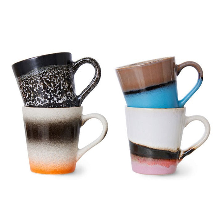 HK Living 70s ceramics: espresso mugs: Funky (set of 4) ACE7176