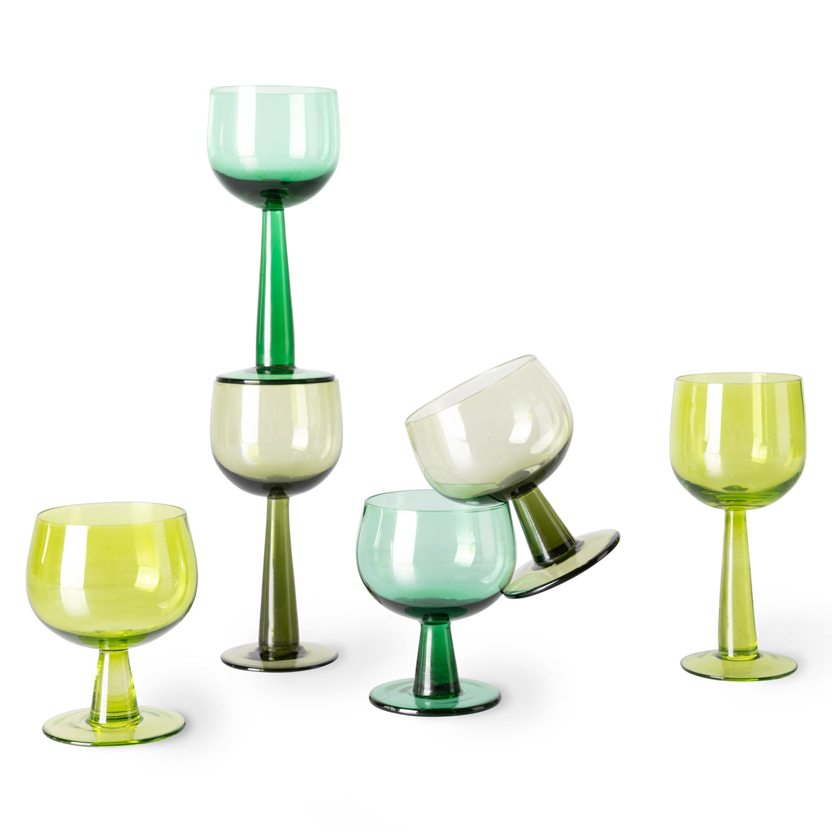 HKLiving The Emeralds: Wine Glass Tall, Lime Green (set of four)