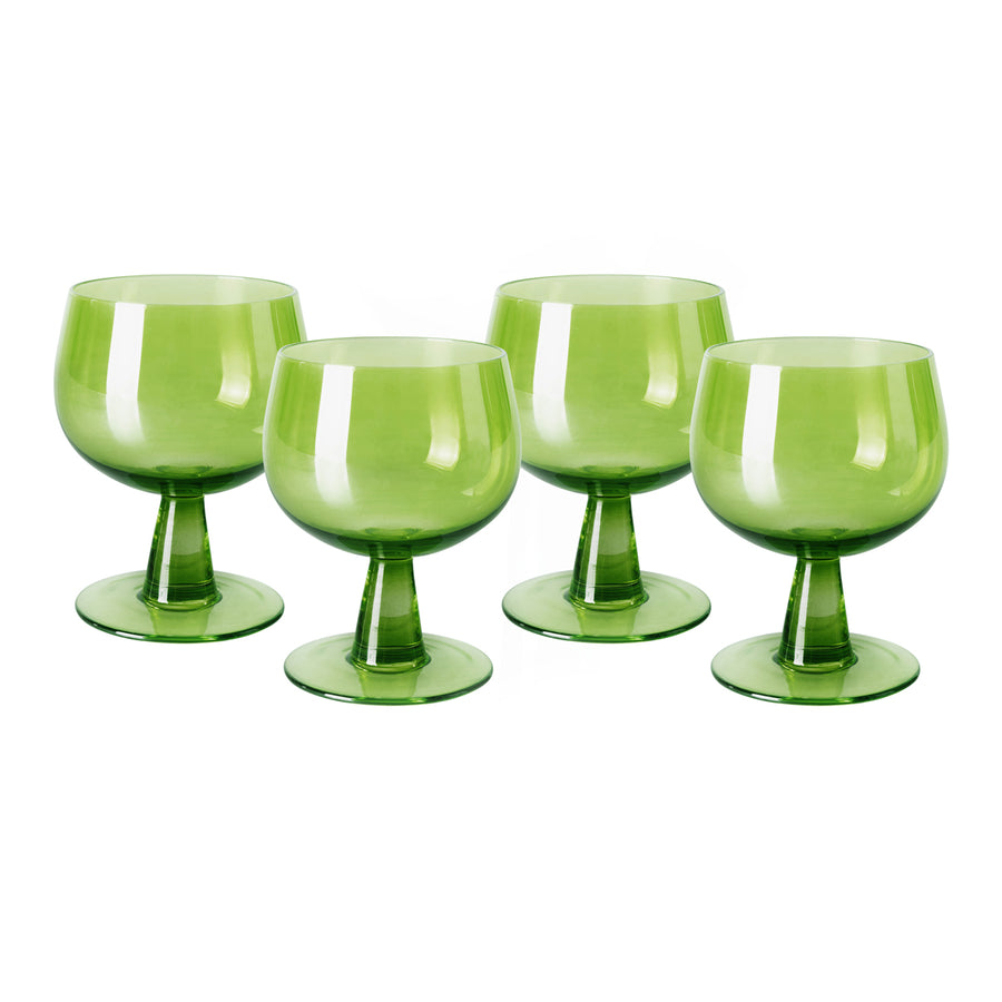 The Emeralds: Wine Glass Low, Lime Green (set of four)